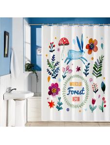 AooHome No-drill, cartoon shower curtain, waterproof fabric set, bathroom, shower partition, hanging curtain,72x72inch