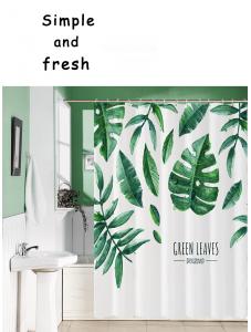 AooHome Fresh and simple, shower curtain, waterproof fabric, bathroom set, no drilling required, 72x72inch
