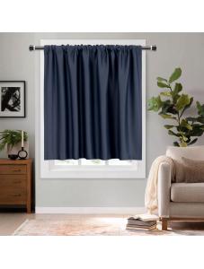 AooHome Blue Fabric Window Curtain for Bathroom Window