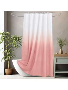 AooHome Fabric Shower Curtain, Cloth Ombre Pink Shower Curtain Sets, Washable Fabric Pink and White Shower Curtain
