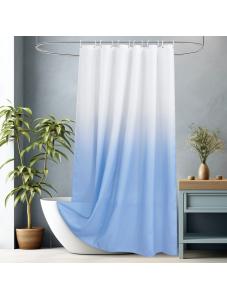 AooHome Fabric Shower Curtain, Cloth Ombre Blue Shower Curtain Sets, Washable Fabric Blue and White Shower Curtain