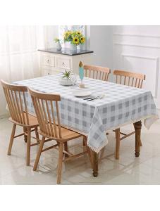 AooHome 52 x 52 Inch Tablecloth, Water Repellent Spill Proof Square Table Cloth Polyester Geometric Pattern with Lace fo