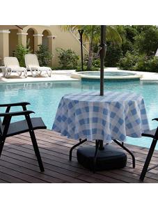 AooHome 60 Inch Round Tablecloth with Zipper and Umbrella Hole, Polyester Spill-Proof Water Repellent Plaid Table Cover 