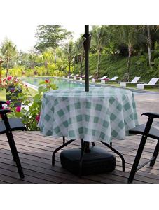 AooHome Outdoor and Indoor Summer Table Cloth with Zipper, Stain Free Water Repellent Check Tablecloth for Patio Garden 