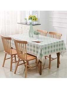 AooHome 52 x 52 Inch Square Fabric Tablecloth, Water Repellent Stain Resistant Table Cover Plaid Pattern with Lace for K