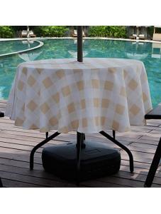 AooHome Summer Outdoor Table Cloth with Zipper and Umbrella Hole, Fabric Spill-Proof Water Resistant Checkered Table Lin