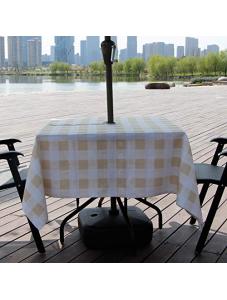 AooHome Square Summer Table Cloth with Zipper and Umbrella Hole, Fabric Spill-Proof Water Resistant Checkered Table Line