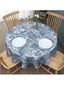 AooHome 60 Inch Round Fabric Tablecloth, Water Repellent Stain Resistant Table Cover Submarine World Pattern for Kitchen