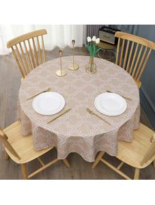 AooHome 60 Inch Round Geometric Tablecloth, Polyester Spill-Proof Water Repellent Geometric Quatrefoil Table Cloth for H