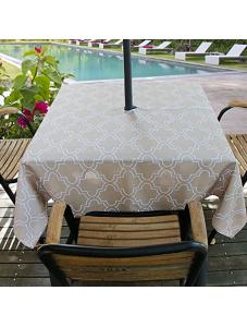 AooHome 60x84 Inch Rectangle Tablecloth with Zipper and Umbrella Hole, Polyester Spill-Proof Water Repellent Plaid Table