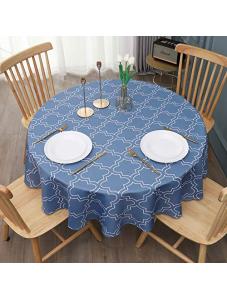 AooHome 60 Inch Round Table Cloth - Blue Washable Polyester Tablecloths Decorative Fabric Table Cover for Dining Table, 