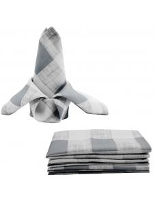 AooHome Grey Plaid Cloth Napkins 17x17 inch Washable Polyester Dinner Napkins