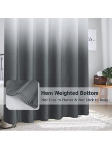 AooHome Fabric Shower Curtain, Cloth Ombre Grey Shower Curtain Sets, Washable Fabric Gray and White Shower Curtain
