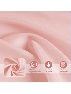 AooHome Fabric Shower Curtain, Cloth Ombre Pink Shower Curtain Sets, Washable Fabric Pink and White Shower Curtain