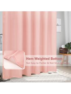 AooHome Fabric Shower Curtain, Cloth Ombre Pink Shower Curtain Sets, Washable Fabric Pink and White Shower Curtain