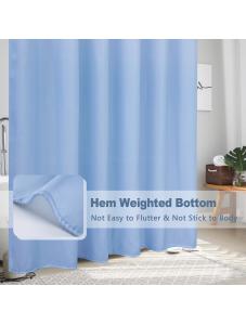 AooHome Fabric Shower Curtain, Cloth Ombre Blue Shower Curtain Sets, Washable Fabric Blue and White Shower Curtain