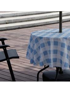 AooHome 60 Inch Round Tablecloth with Zipper and Umbrella Hole, Polyester Spill-Proof Water Repellent Plaid Table Cover 