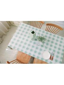 AooHome 52 x 52 Inch Square Fabric Tablecloth, Water Repellent Stain Resistant Table Cover Plaid Pattern with Lace for K