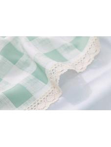 AooHome 52 x 52 Inch Square Fabric Tablecloth, Water Repellent Stain Resistant Table Cover Plaid Pattern with Lace for K