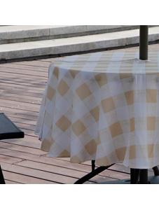 AooHome Summer Outdoor Table Cloth with Zipper and Umbrella Hole, Fabric Spill-Proof Water Resistant Checkered Table Lin