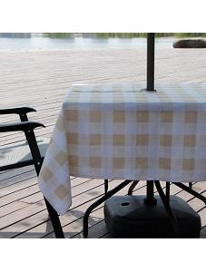 AooHome Square Summer Table Cloth with Zipper and Umbrella Hole, Fabric Spill-Proof Water Resistant Checkered Table Line