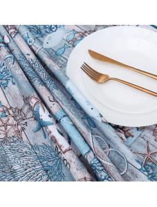 AooHome 60 Inch Round Fabric Tablecloth, Water Repellent Stain Resistant Table Cover Submarine World Pattern for Kitchen