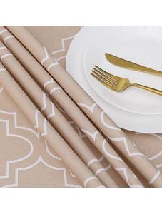 AooHome 60 Inch Round Geometric Tablecloth, Polyester Spill-Proof Water Repellent Geometric Quatrefoil Table Cloth for H