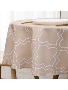 AooHome 60 Inch Round Geometric Tablecloth, Polyester Spill-Proof Water Repellent Geometric Quatrefoil Table Cloth for H