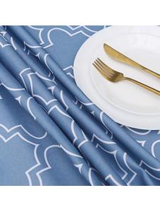 AooHome 60 Inch Round Table Cloth - Blue Washable Polyester Tablecloths Decorative Fabric Table Cover for Dining Table, 