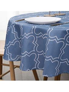 AooHome 60 Inch Round Table Cloth - Blue Washable Polyester Tablecloths Decorative Fabric Table Cover for Dining Table, 