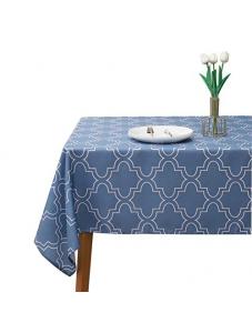 AooHome Quatrefoil Design Rectangular Tablecloth, Fabric Spill-Proof Water Repellent Large Size Table Cover for Holiday 
