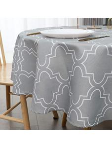 AooHome 60 Inch Round Table Cloth - Light Grey Washable Polyester Tablecloths Decorative Fabric Table Cover for Dining T