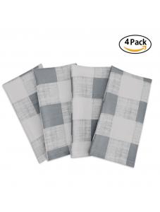 AooHome Grey Plaid Cloth Napkins 17x17 inch Washable Polyester Dinner Napkins