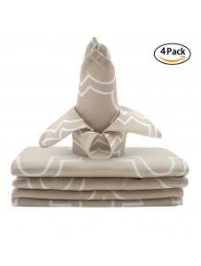 AooHome Khaki Geometric Cloth Napkins 17x17 inch Washable Polyester Dinner Napkins
