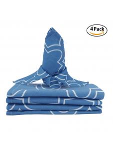 AooHome Blue Geometric Cloth Napkins 17x17 inch Washable Polyester Dinner Napkins