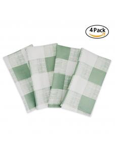 AooHome Green Plaid Cloth Napkins 17x17 inch Washable Polyester Dinner Napkins