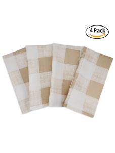 AooHome Beige Plaid Cloth Napkins 17x17 inch Washable Polyester Dinner Napkins