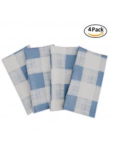 AooHome Light Blue Plaid Cloth Napkins 17x17 inch Washable Polyester Dinner Napkins