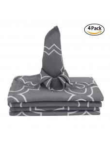 AooHome Dark Grey Geometric Cloth Napkins 17x17 inch Washable Polyester Dinner Napkins