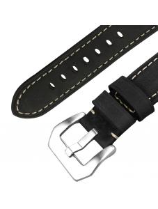 AooHome Black Genuine Leather watch Band 22mm Quick Release Strap Wristband