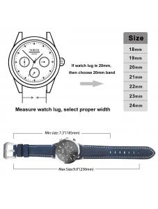 AooHome Black Genuine Leather watch Band 22mm Quick Release Strap Wristband