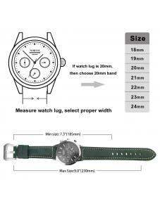 AooHome Green Genuine Leather watch Band 22mm Quick Release Strap Wristband